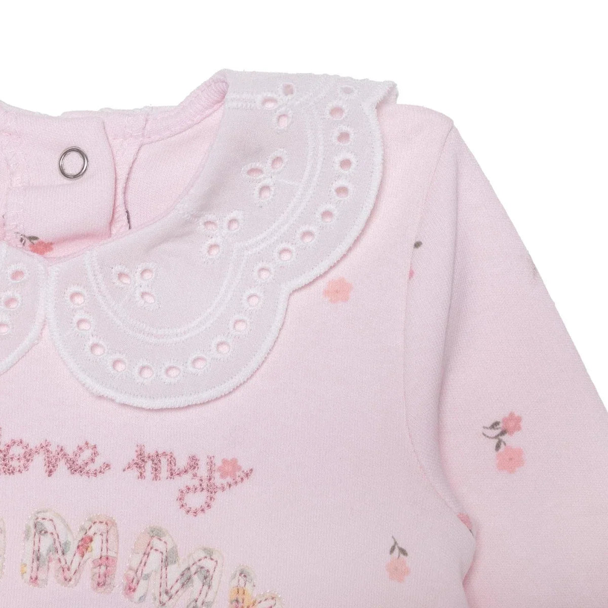 HelloBaby Floral Print Lace Collar Footed Baby Sleepsuit (Newborn to 6-9 Months) - Pink