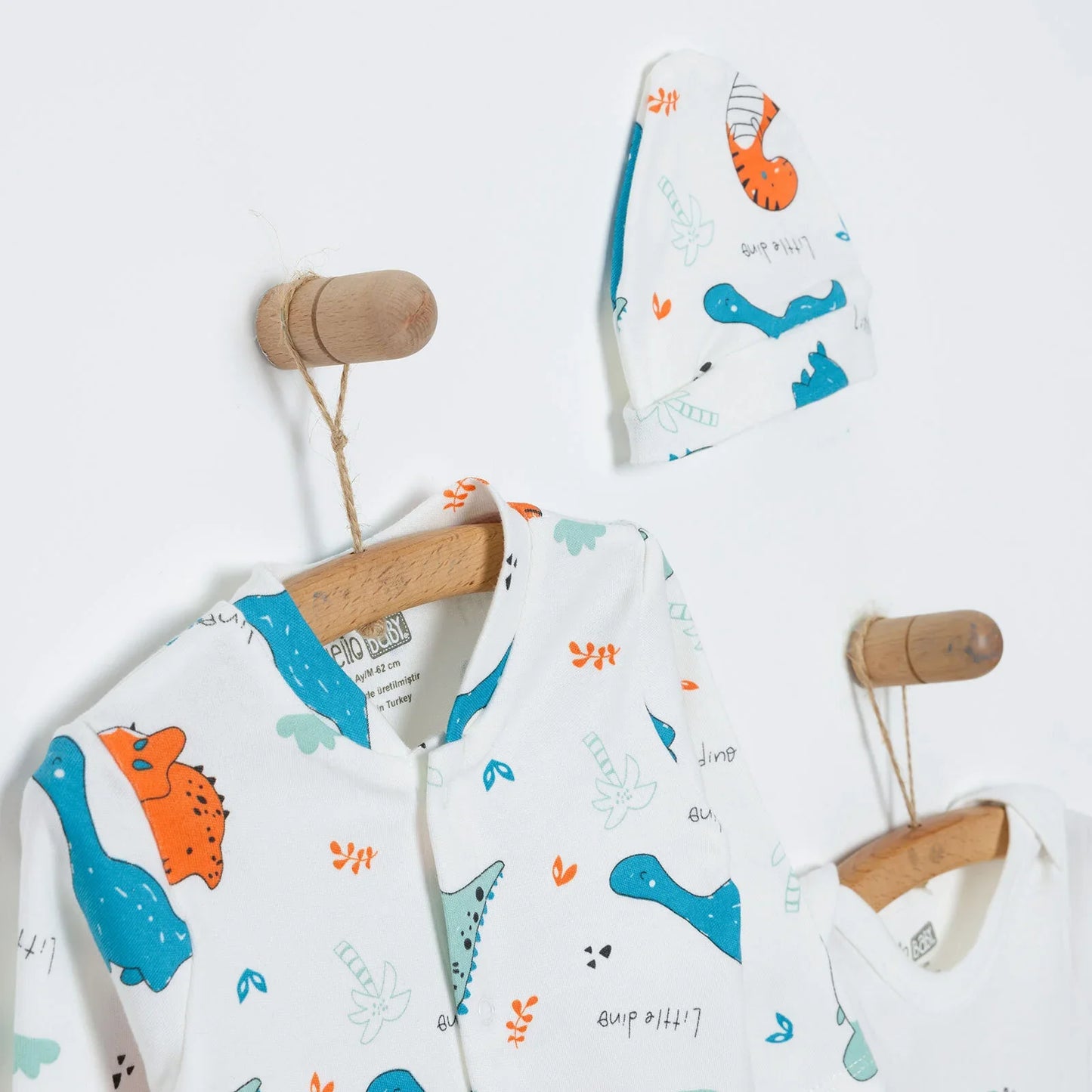 HelloBaby Baby Boy Jumpsuit-Body-Hat - Ecru