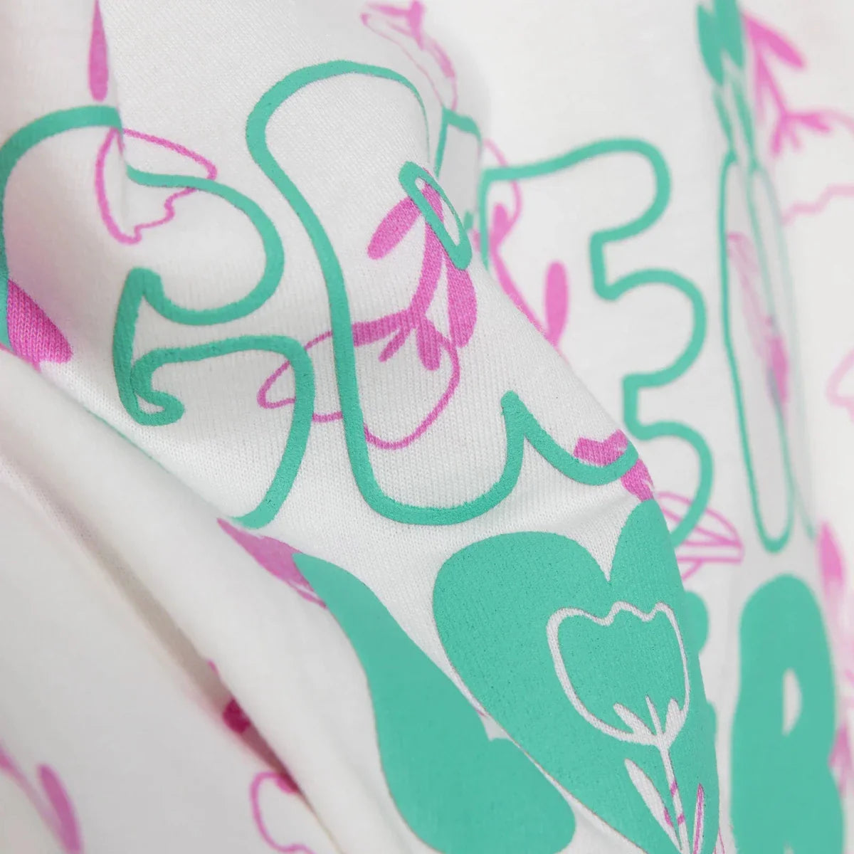 HelloBaby Girls T-shirt Floral Print Crew Neck Short Sleeve - Ecru Printed