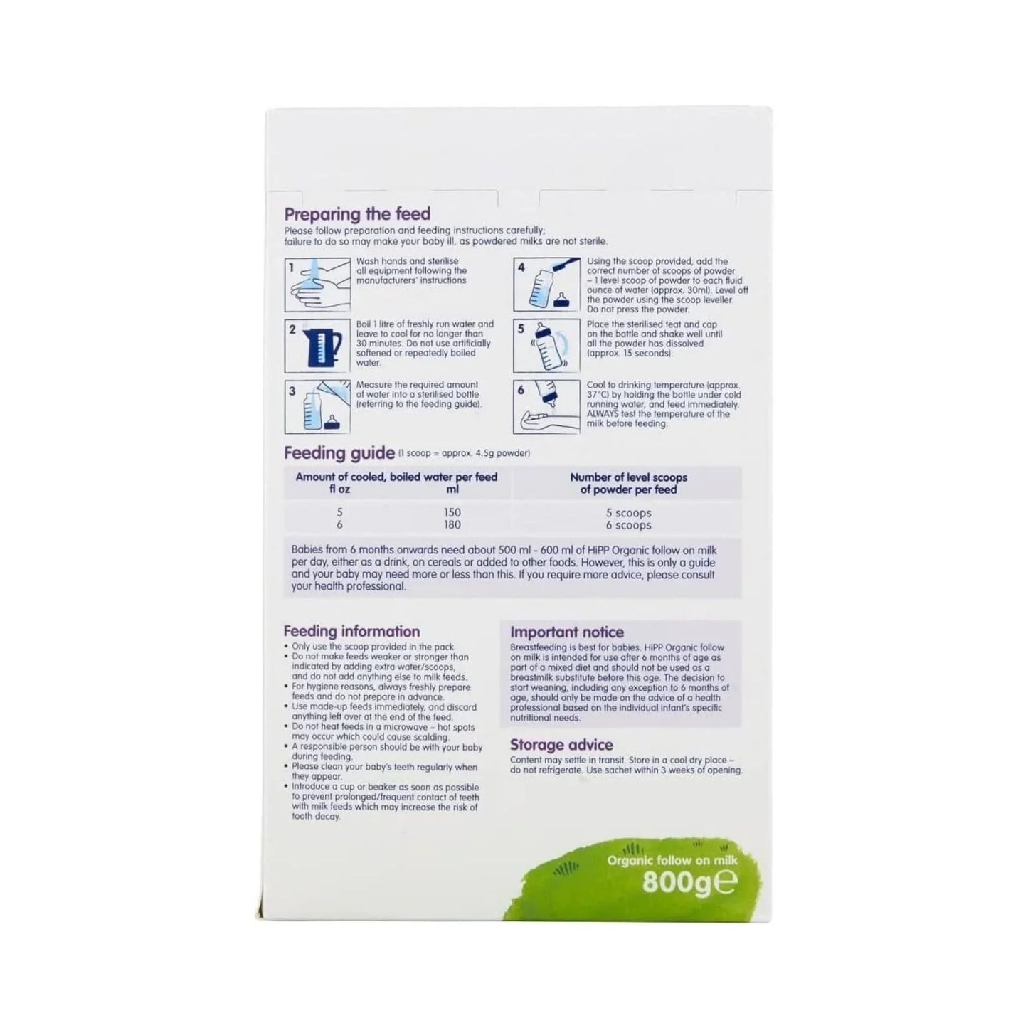 HiPP Organic 2 Follow On Milk Powder 6+ months 800g