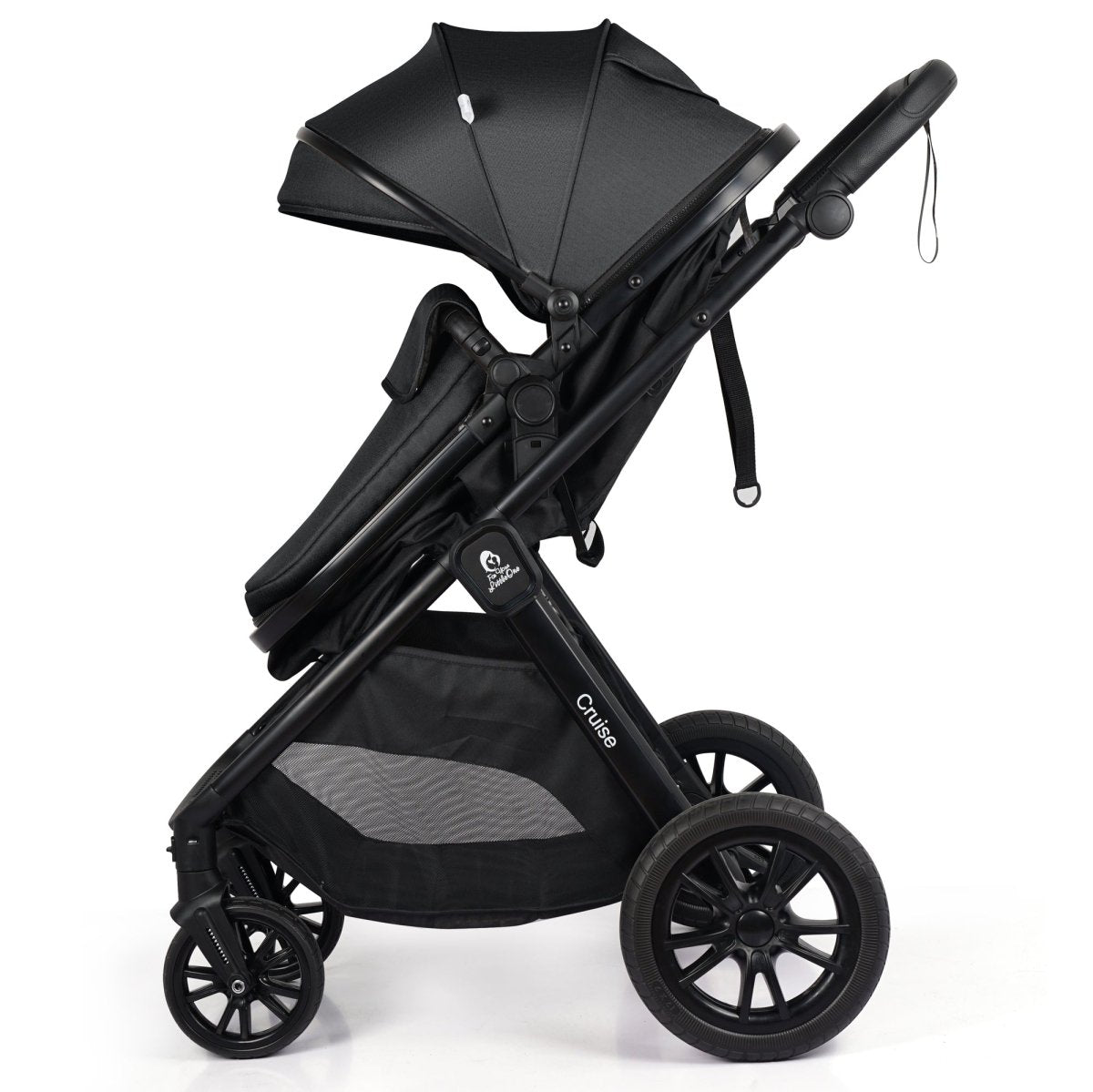 For Your Little One Cruise 3 In 1 Travel System With i-Size Car Seat - Eclipse Black (Free Cupholder / Seat Liner Included!)