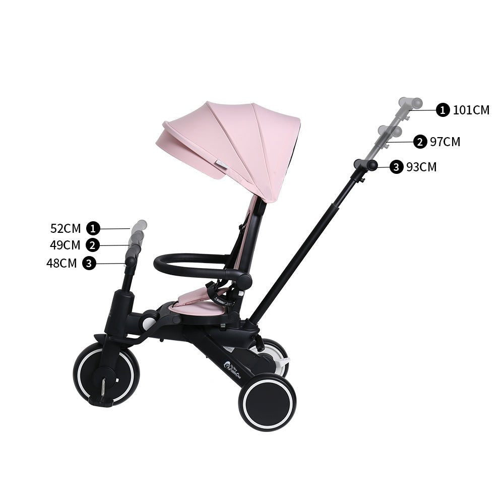 Foryourlittleone Xplor 6 in 1 Foldable Trike - Pastel Pink (10m-5y)
