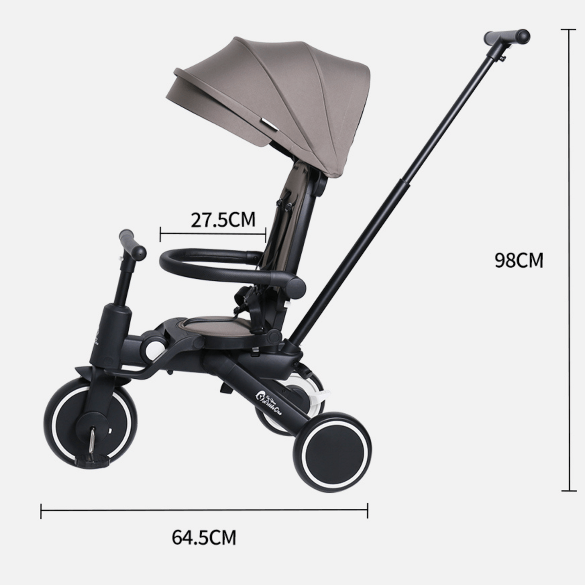 Foryourlittleone Xplor Plus 6 in 1 Foldable Trike - Jet Black (10m-5y)