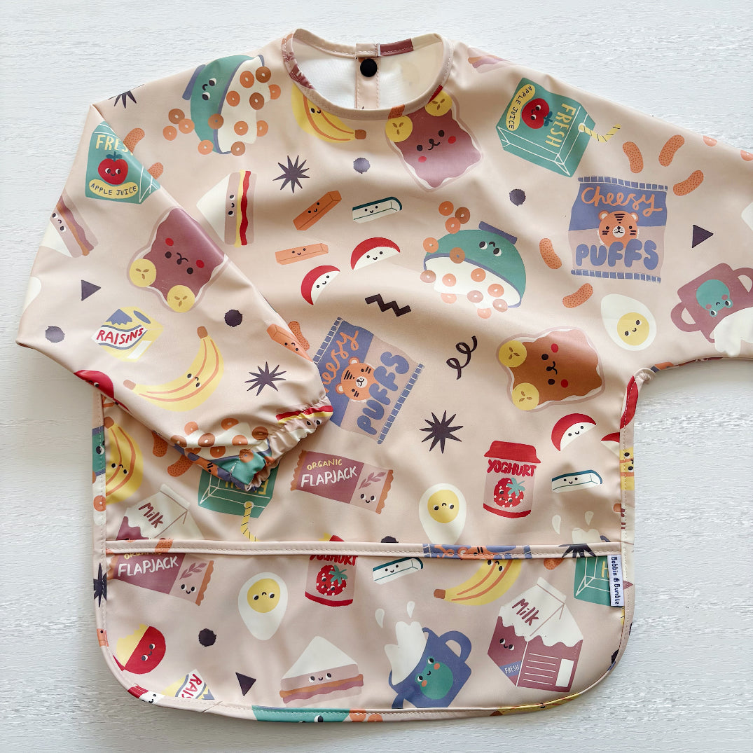 Long Sleeved Baby Bib - Snack Time