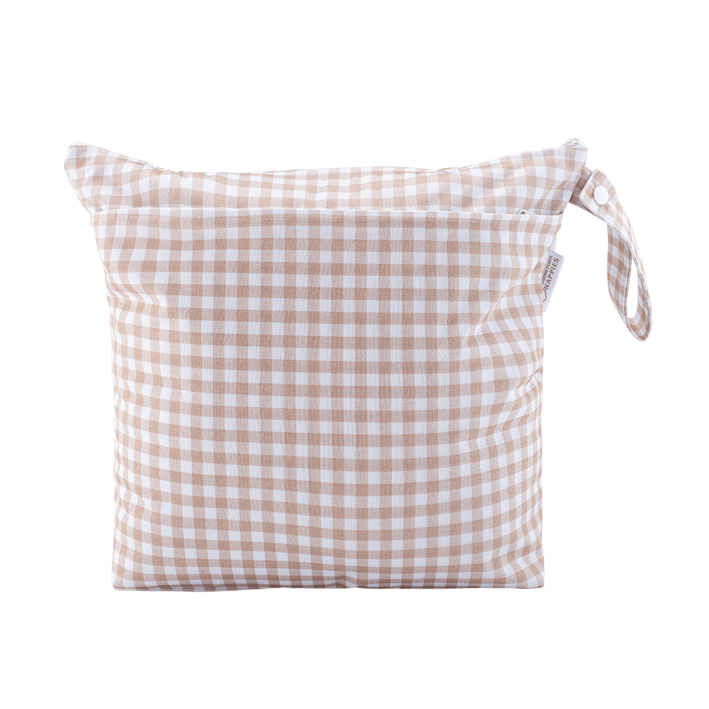 Grab & Go Nappy Wet Bags  With Handle - Gingham Taupe