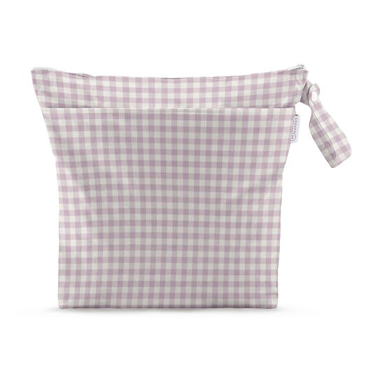 Grab & Go Nappy Wet Bags  With Handle - Lilac Gingham