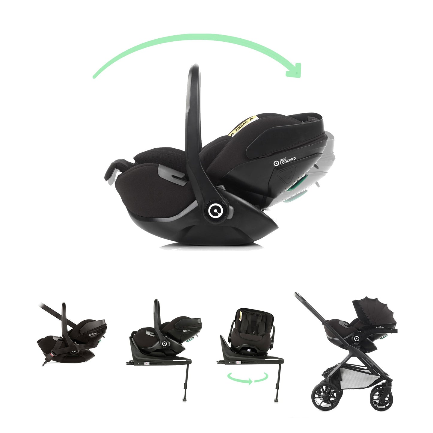 Jané Limited Edition Crosslight Pro Carbon 3in1 Travel System with Lie-Flat Kombibaby Car Seat