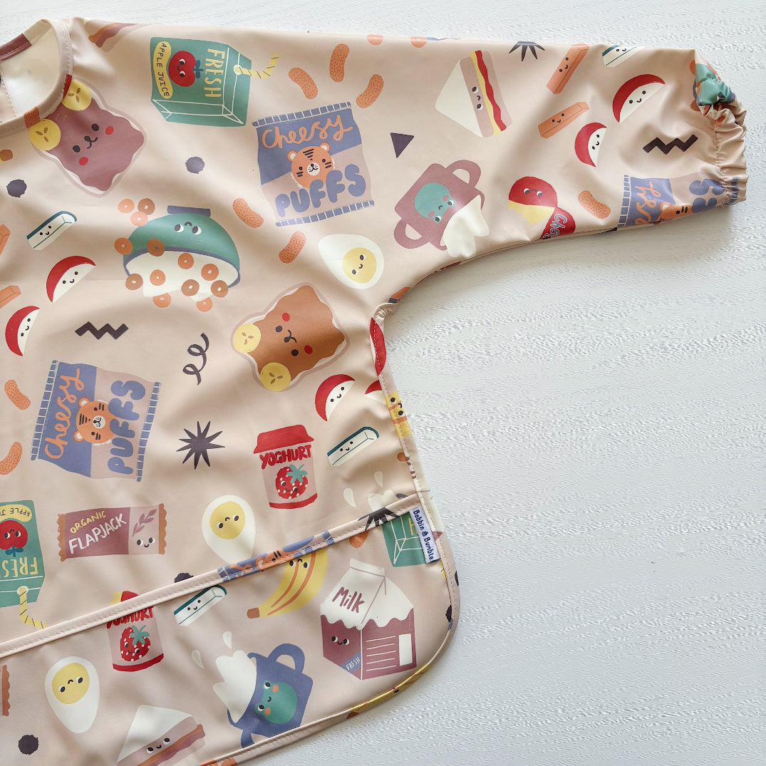 Long Sleeved Baby Bib - Snack Time
