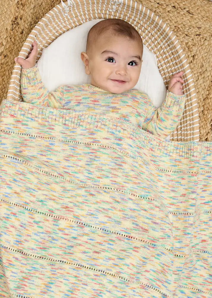 Personalised Space-Dye Organic Cotton Knitted Baby Blanket