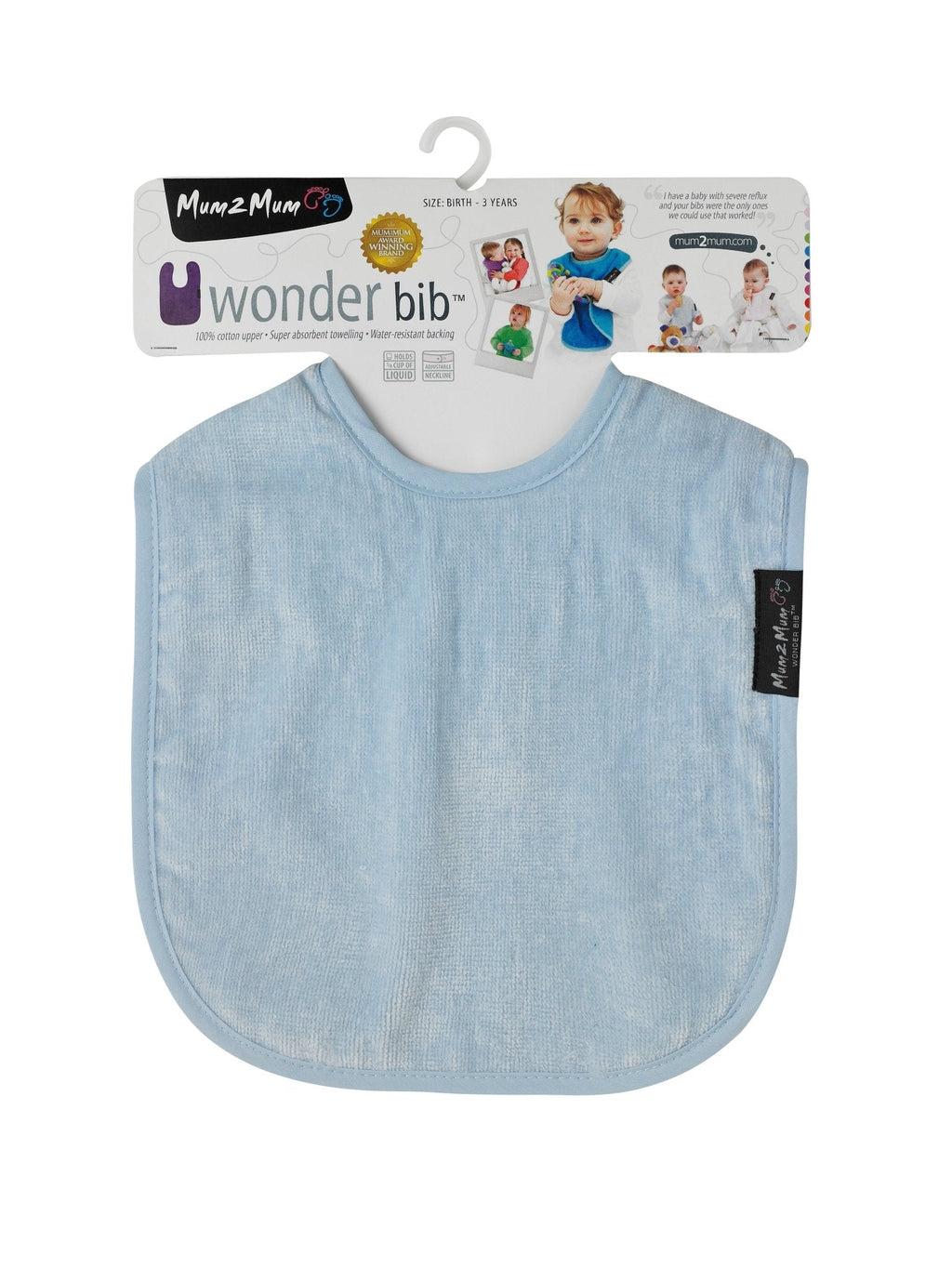 Mum 2 Mum Standard Wonder Bib - Baby Blue