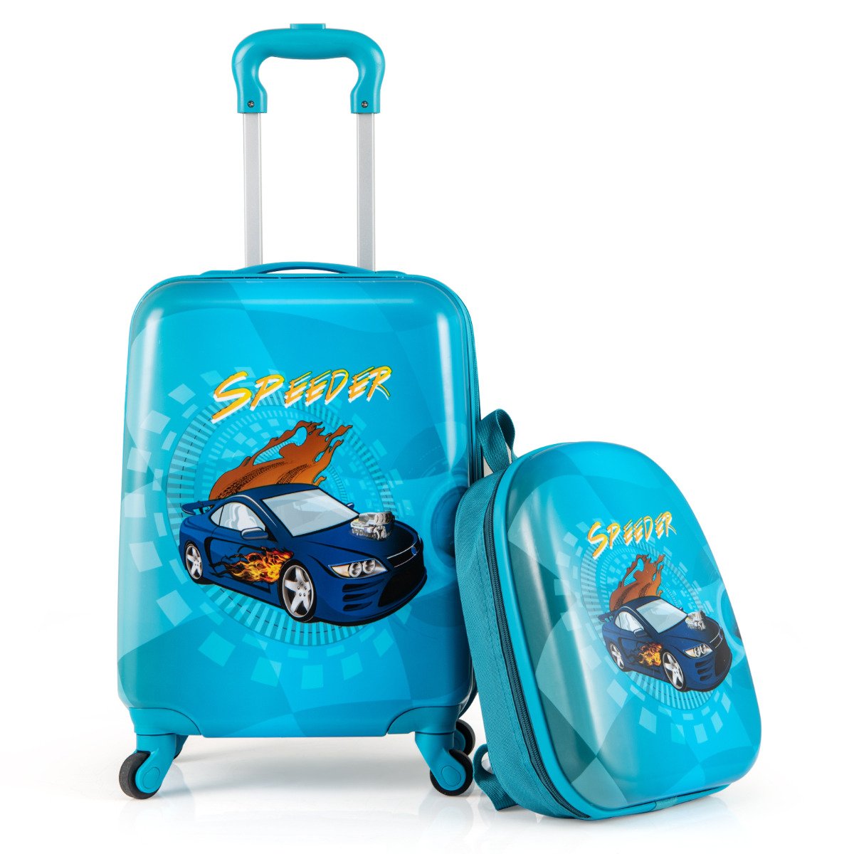 2 Pieces Kid Luggage Set with 4 Spinner Wheels and Telescopic Handle-Blue