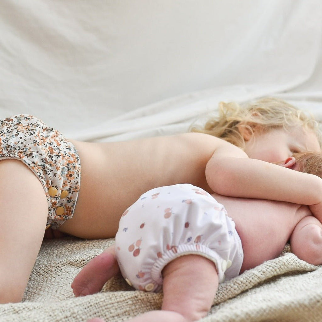 Newborn Reusable Cloth Nappy - Gingham Taupe