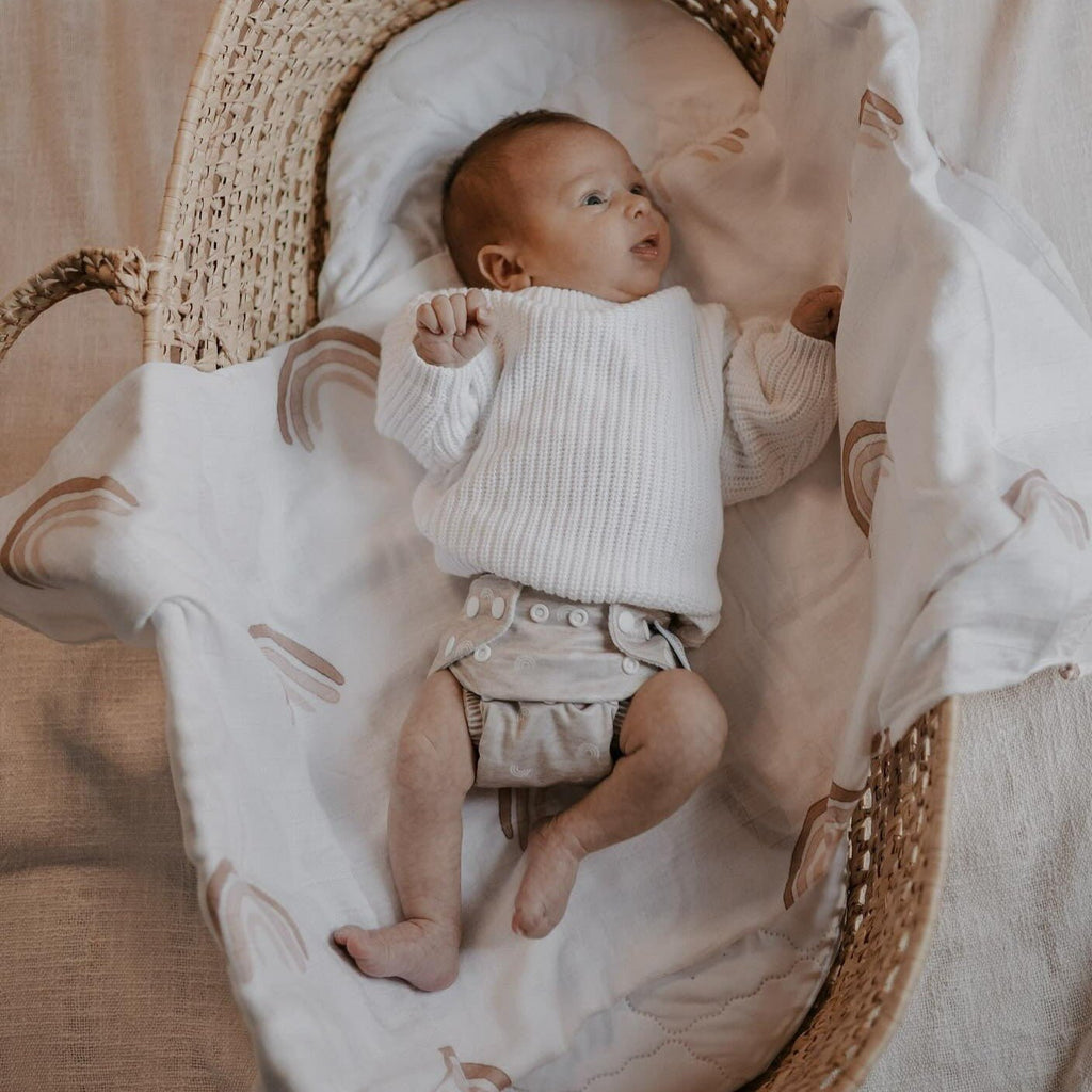 Newborn Reusable Cloth Nappy - Rainbow Oatmeal