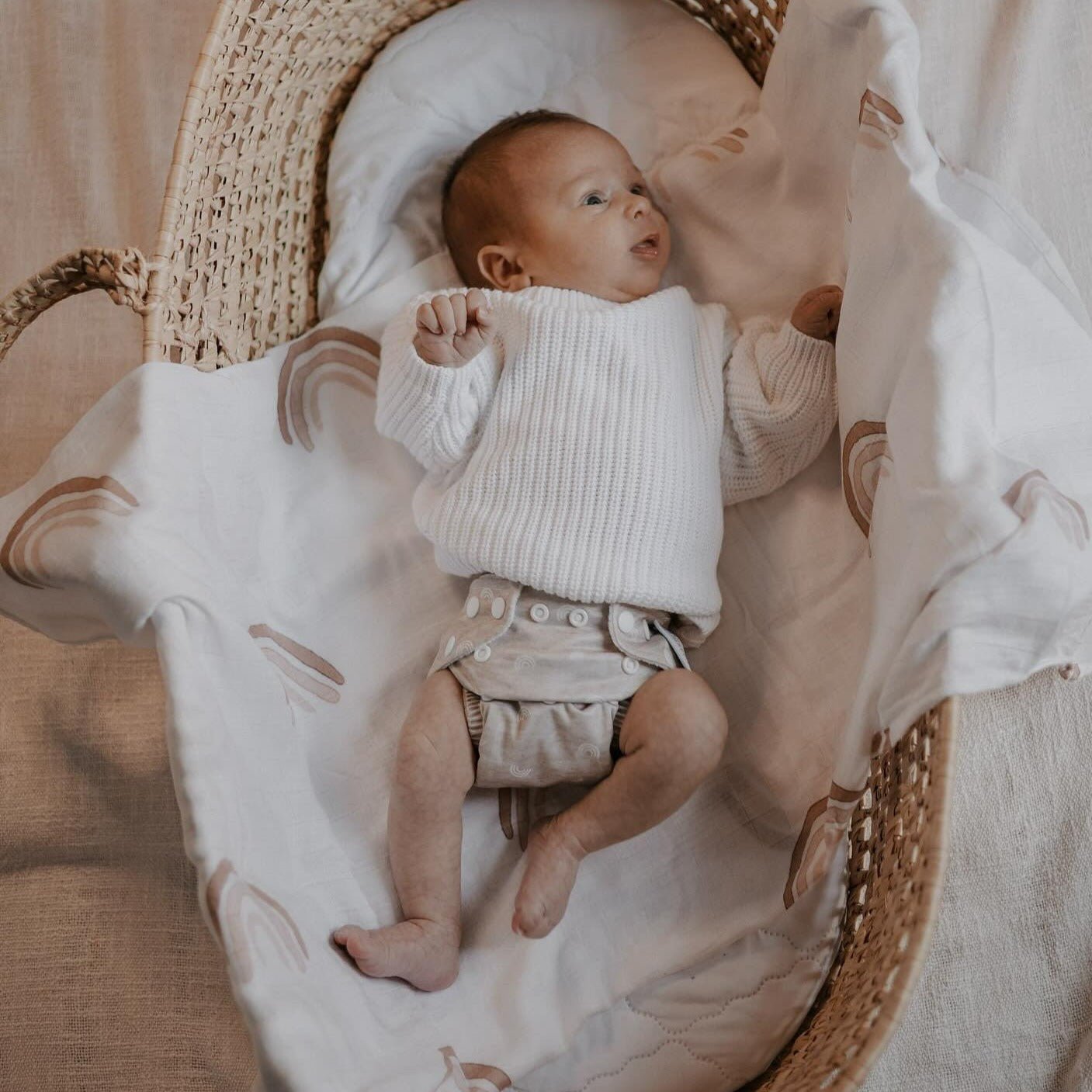Newborn Reusable Cloth Nappy - Dottie Sage