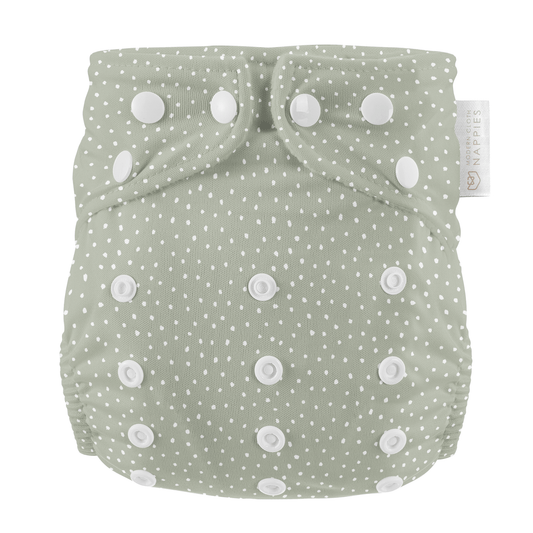 One Size All-In-One Reusable Cloth Nappy - Dottie - Sage