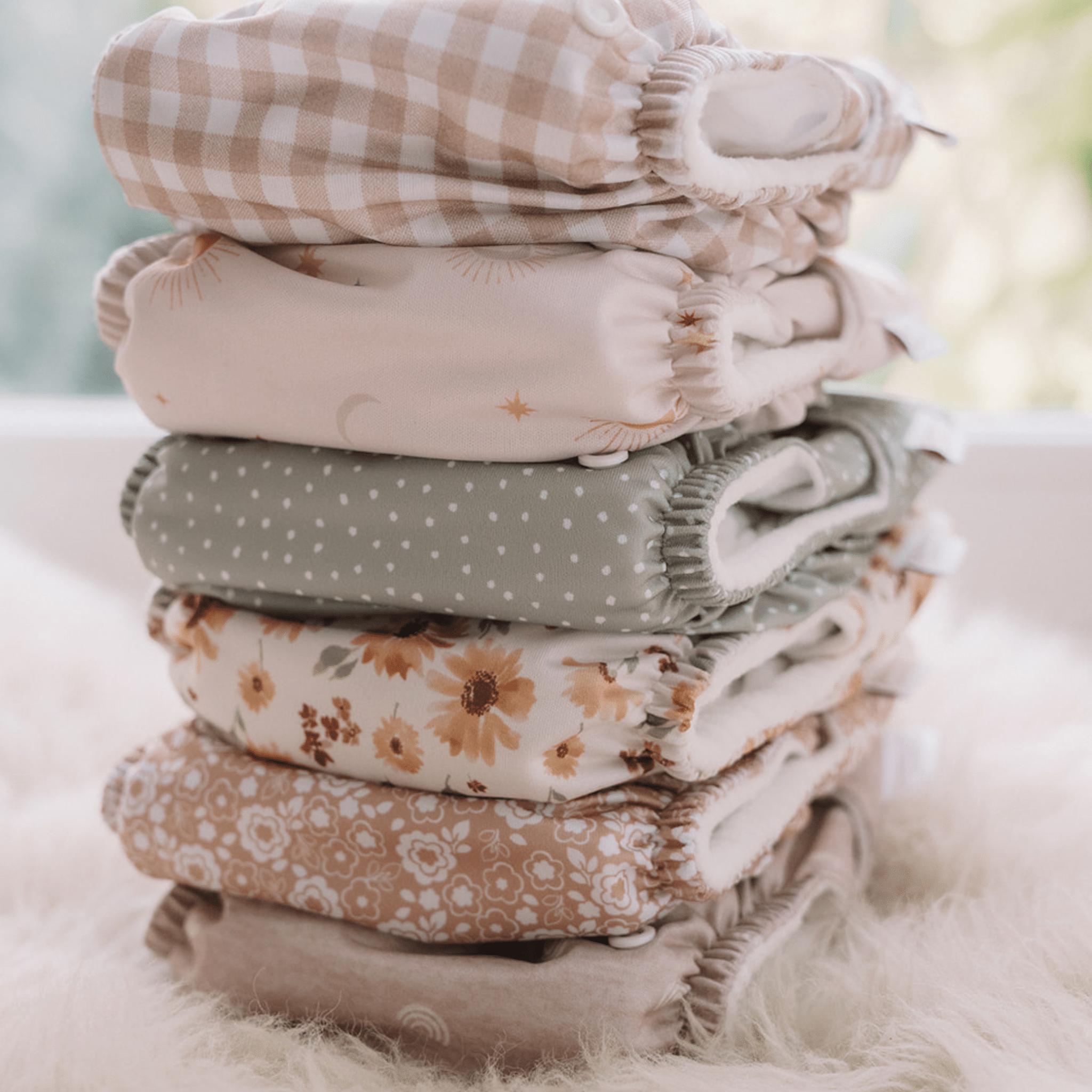 One Size All-In-One Reusable Cloth Nappy - Dottie - Sage