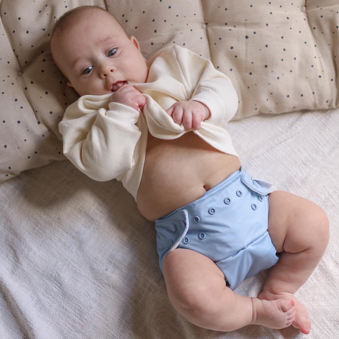 One Size All-In-One Reusable Cloth Nappy - Dusty Blue