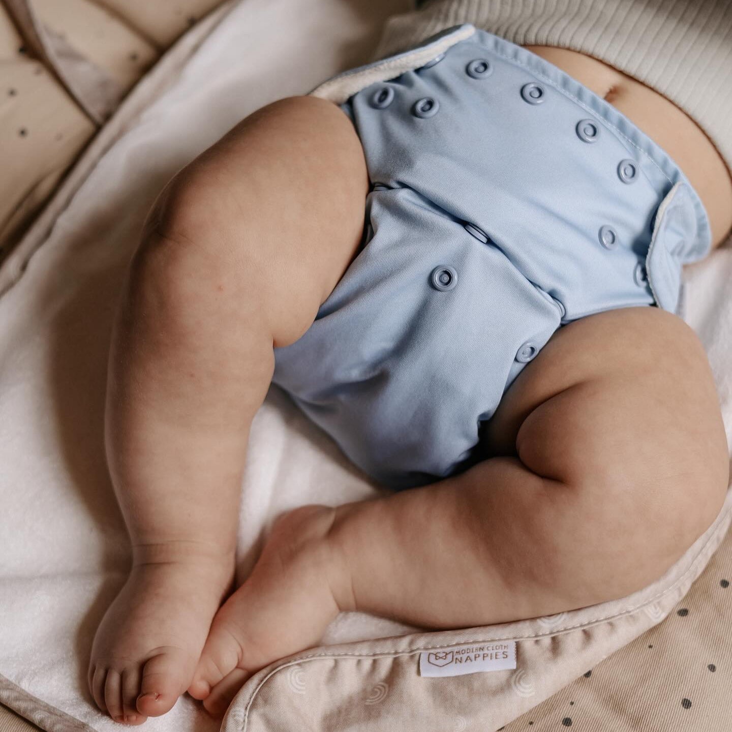 One Size All-In-One Reusable Cloth Nappy - Dusty Blue