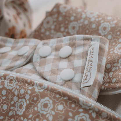 One Size All-In-One Reusable Cloth Nappy - Gingham Taupe