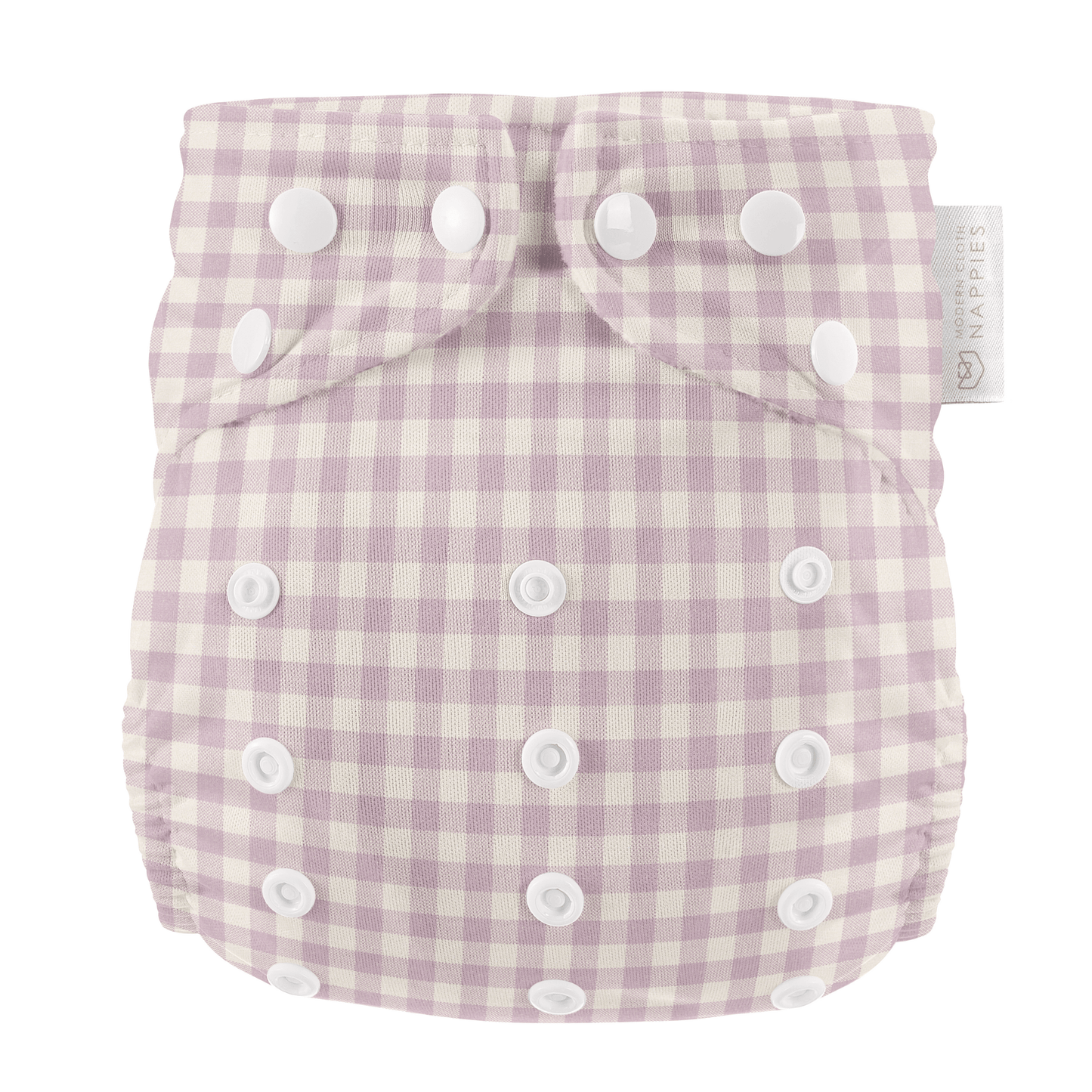 One Size All-In-One Reusable Cloth Nappy - Lilac Gingham