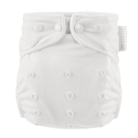 One Size All-In-One Reusable Cloth Nappy - Pure White