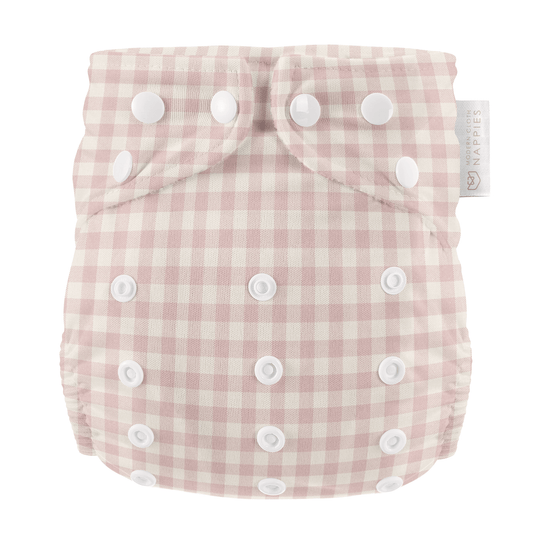 One Size All-In-One Reusable Cloth Nappy - Rose Gingham