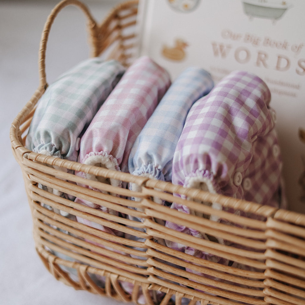 One Size All-In-One Reusable Cloth Nappy - Rose Gingham