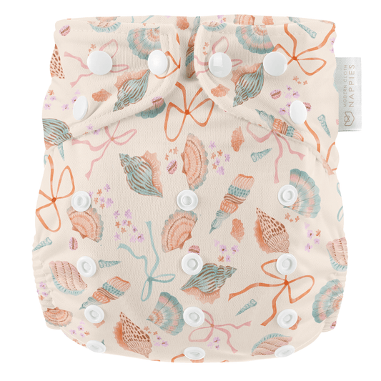 One Size Baby to Toddler Reusable Swim Nappies - Seashell Belle