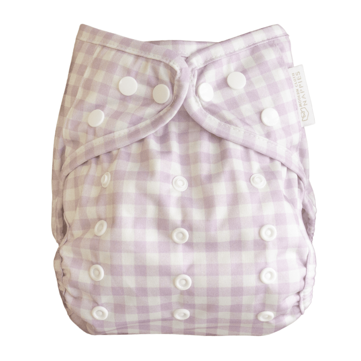 One Size Reusable Cloth Nappy Wrap - Lilac Gingham