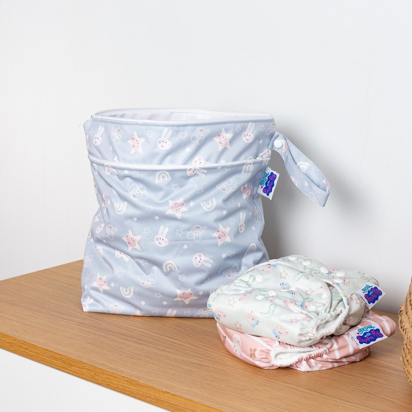 Peppa Pig Grab & Go Nappy Wet Bag - Blue Mix Peppa & Friends