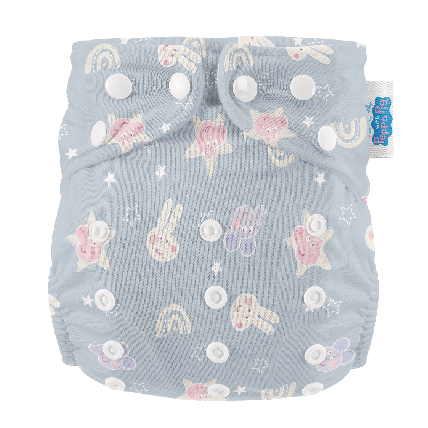 Peppa Pig One Size All-In-One Reusable Cloth Nappy - Blue Mix Peppa & Friends