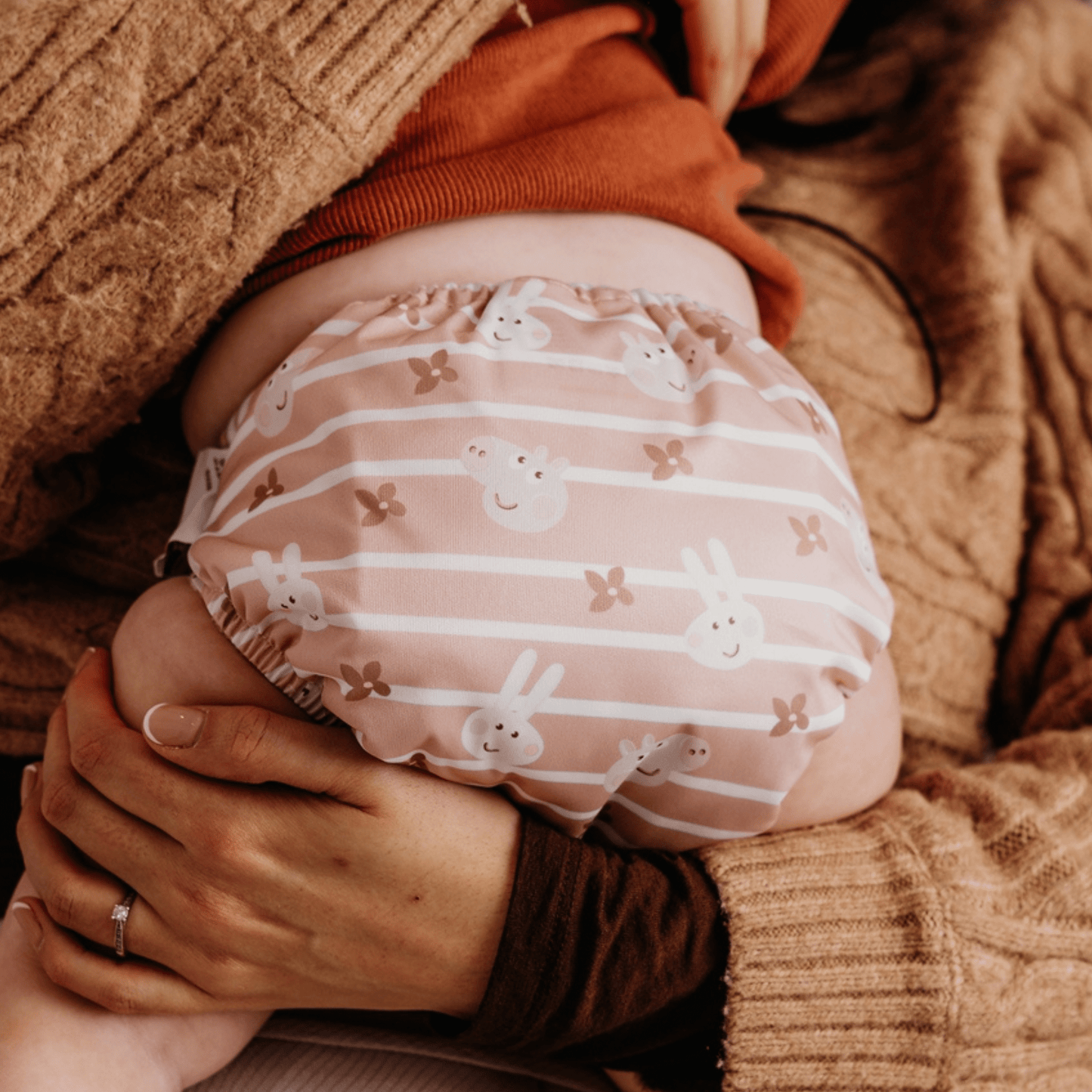 Peppa Pig One Size All-In-One Reusable Cloth Nappy - Blush Stripe