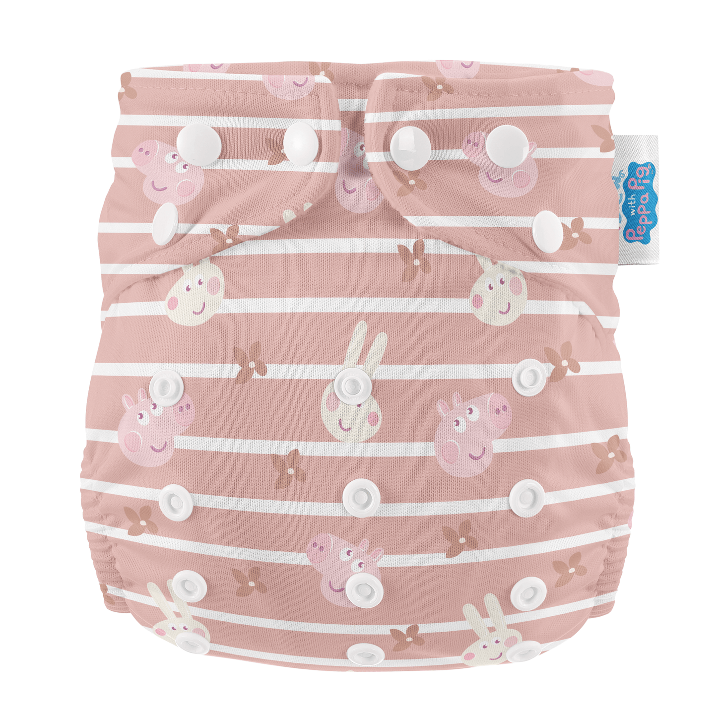 Peppa Pig One Size All-In-One Reusable Cloth Nappy - Blush Stripe