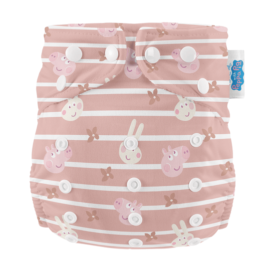 Peppa Pig One Size All-In-One Reusable Cloth Nappy - Blush Stripe