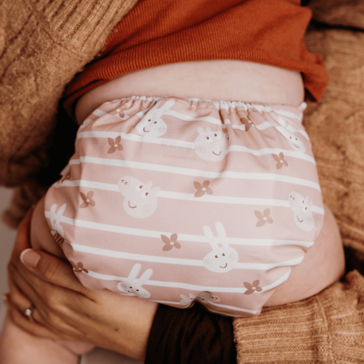 Peppa Pig One Size All-In-One Reusable Cloth Nappy - Blush Stripe