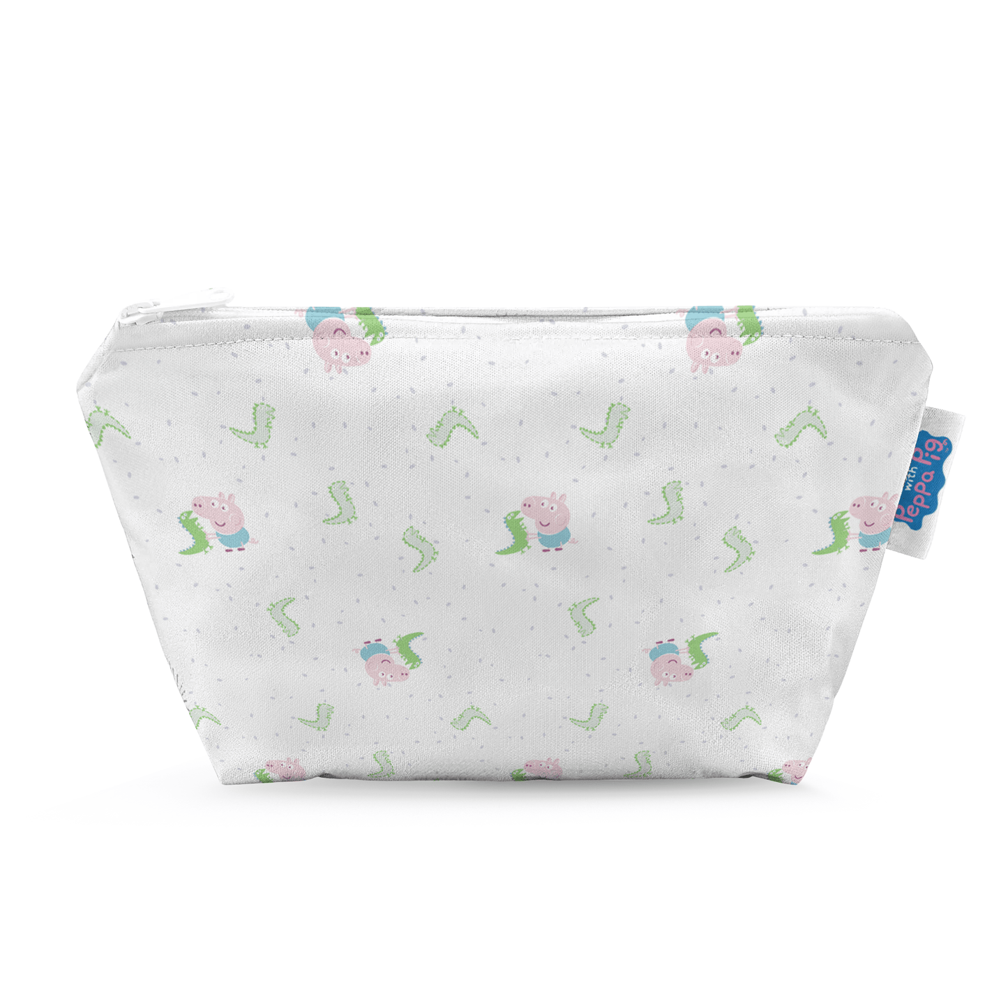 Peppa Pig Small Reusable Cloth Wipe Wet Bag - George & Mr.Dinosaur | White