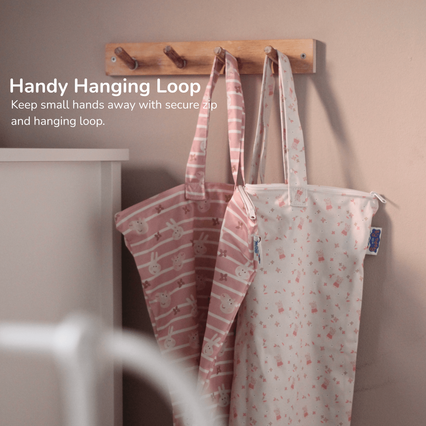 Peppa Pig XL Wet Bag Reusable Cloth Nappy Pail - Blue Mix Peppa & Friends