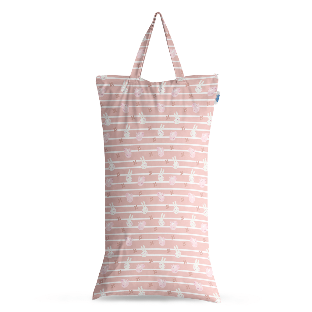 Peppa Pig XL Wet Bag Reusable Cloth Nappy Pail - Blush Stripe