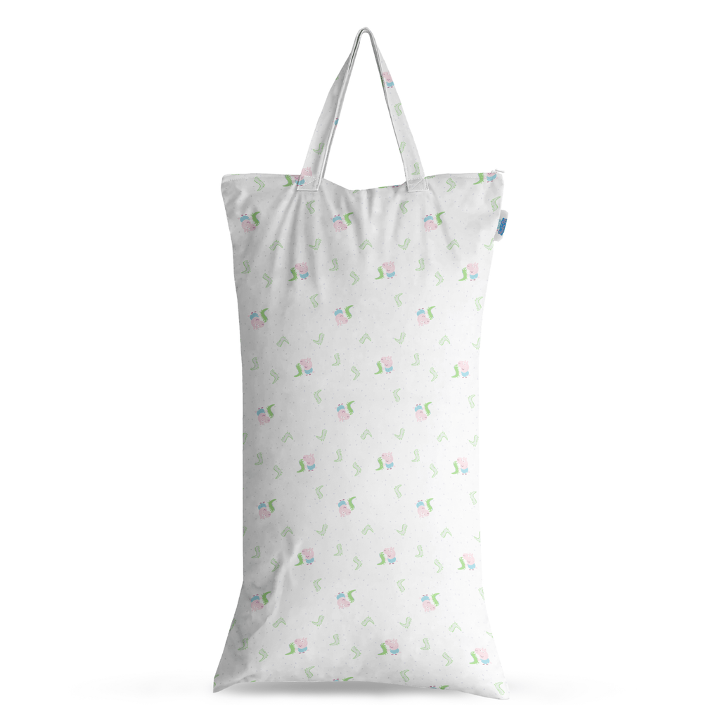 Peppa Pig XL Wet Bag Reusable Cloth Nappy Pail - George & Mr.Dinosaur | White