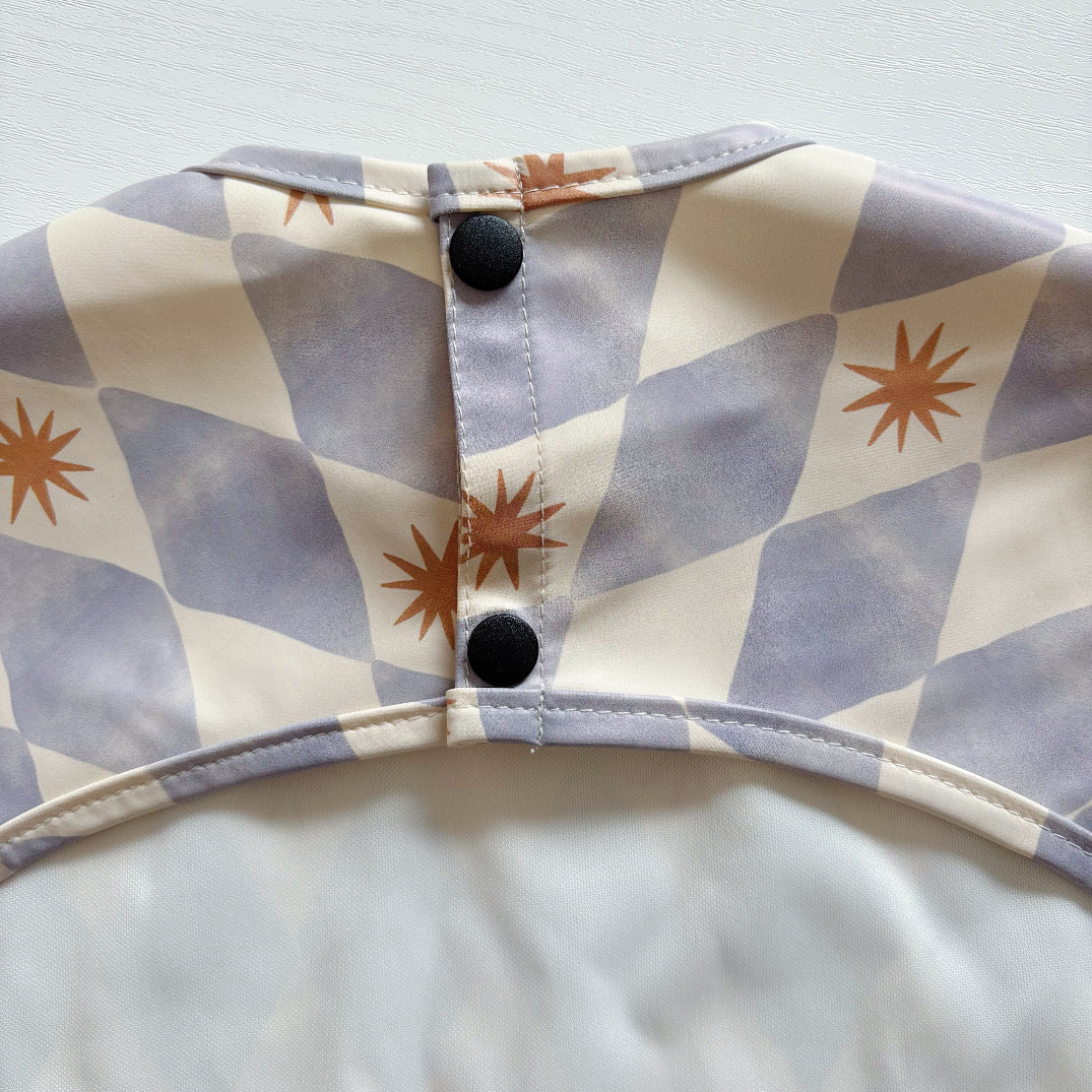 Long Sleeved Baby Bib - Blue Harlequin
