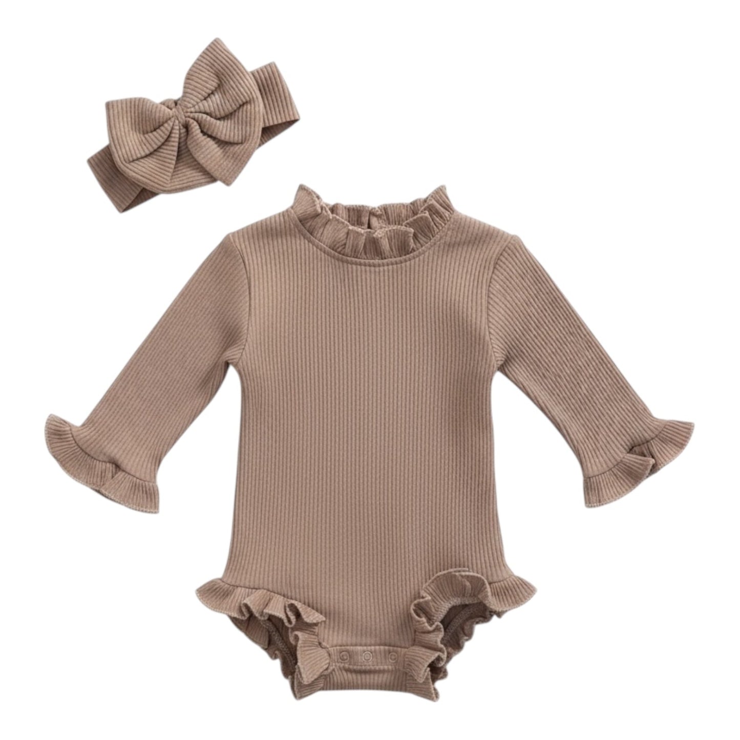 Ribbed Ruffle Romper & Headband