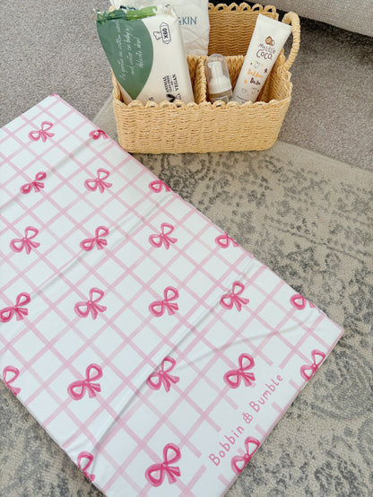 Travel Changing Mat - Pink Bows