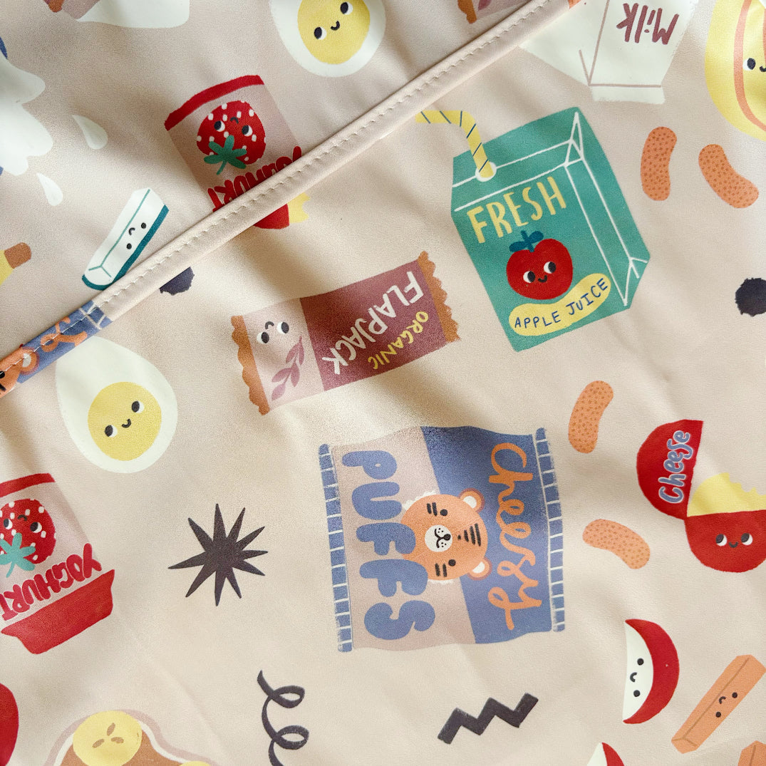 Long Sleeved Baby Bib - Snack Time