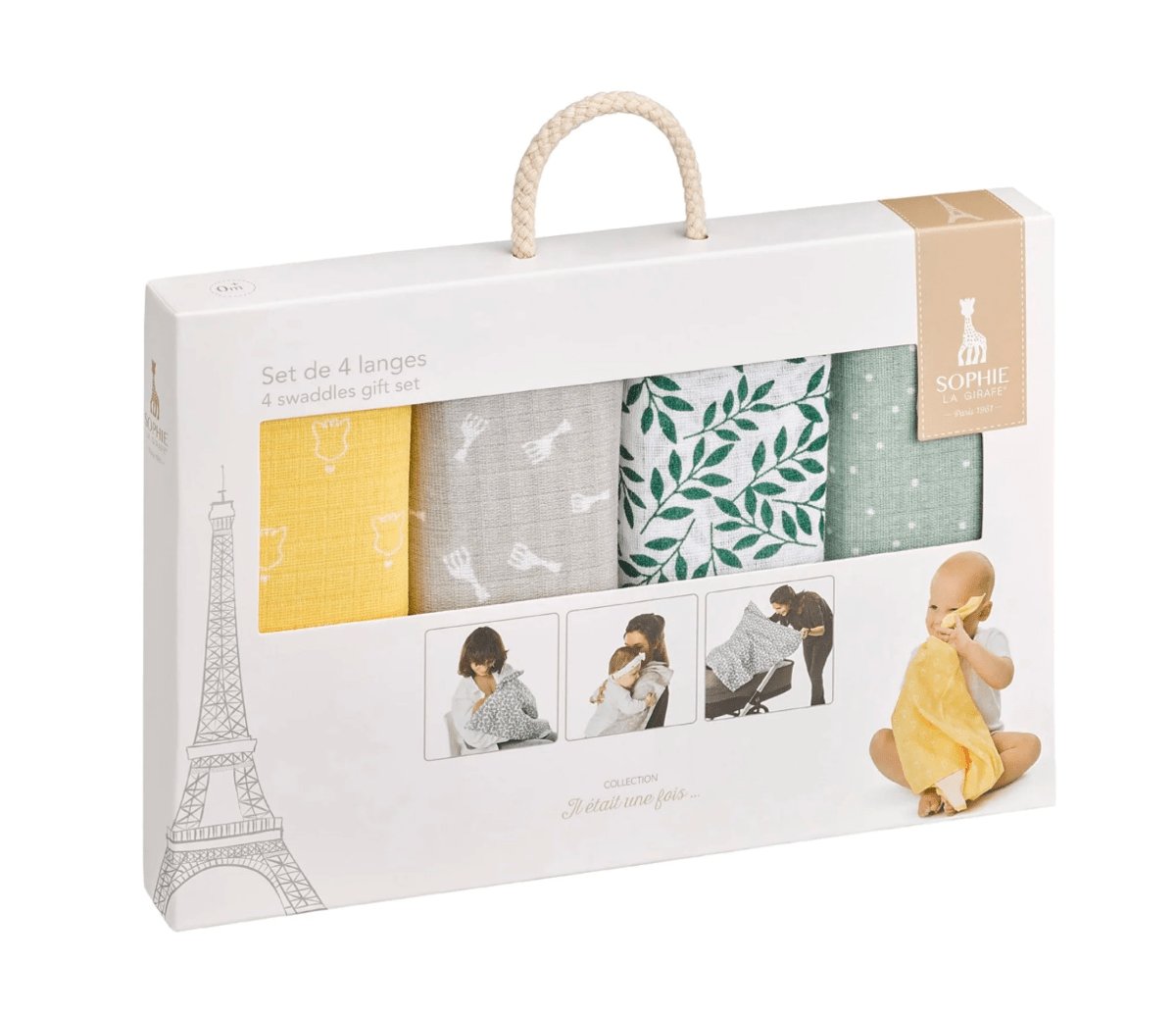Sophie la girafe® – 4 Coloured Swaddles Gift Set