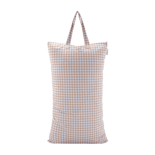 XL Wet Bag - Reusable Cloth Nappy Pail - Gingham Taupe