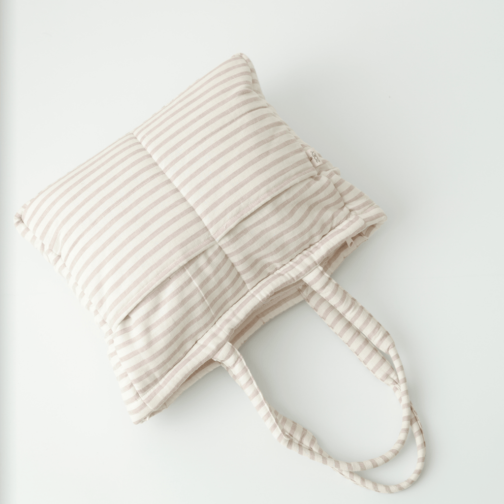 Almond Stripe Tote Nappy Bag (100% Cotton)