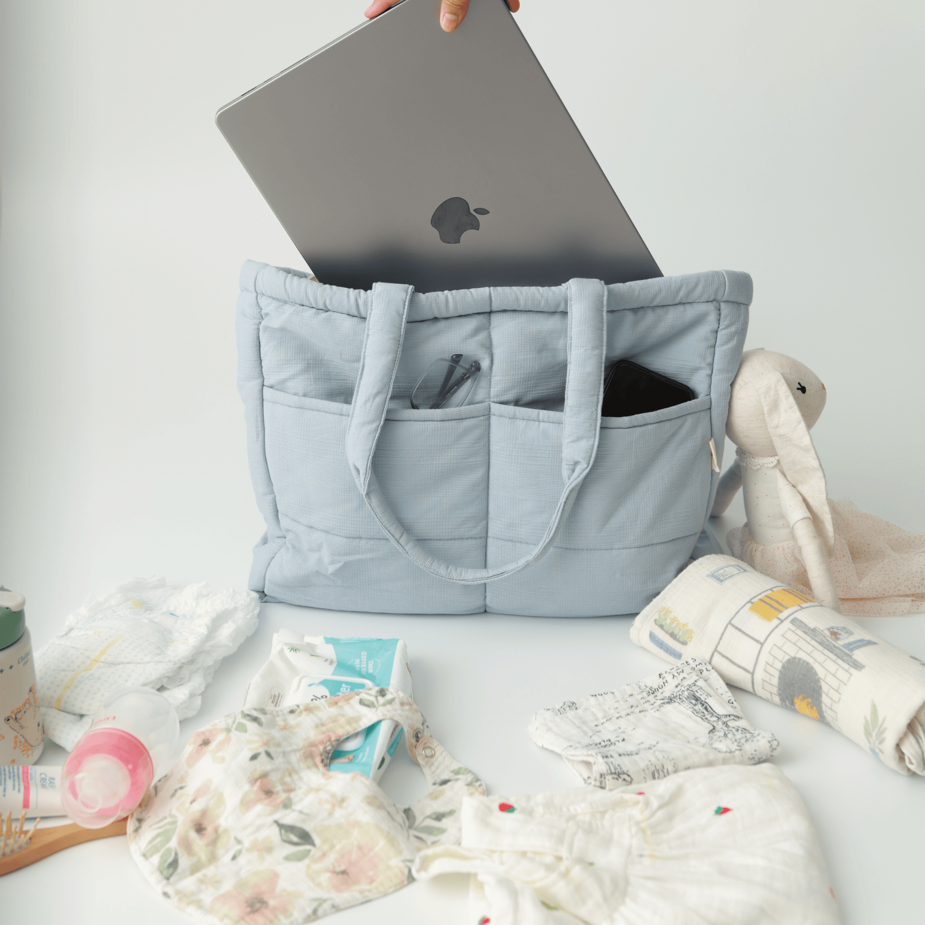 Almond Stripe Tote Nappy Bag (100% Cotton)