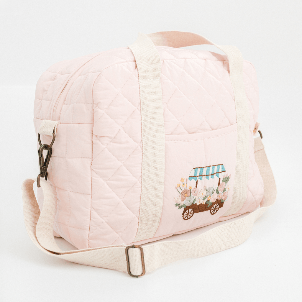 Hand Embroidered Meadow Cart Nappy Bag
